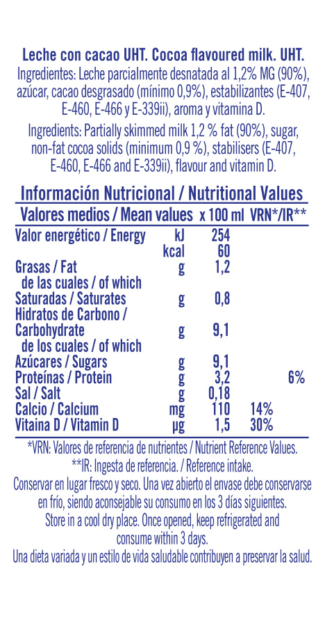 Información nutricional - 200ml